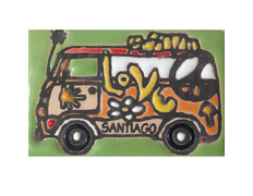 Ônibus magnético de cerâmica Camino de Santiago Verde 5x7,5 cm