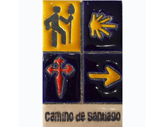 Ímã Cerâmico Quatro Símbolos Caminho de Santiago 5x7,5 cm