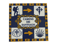 Imã de cerâmica multi-símbolo Camino de Santiago 5,4 x 5,4 cm