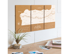 Cork Map Woody Map Camino De Santiago 60 x 30