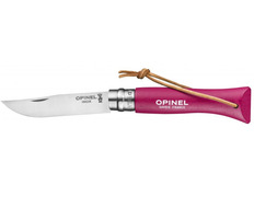 Canivete da cor Opinel nº 6, pulseira rosa fúcsia