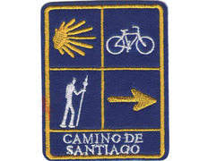 Remendo bordado de tetrassímbolos com bicicleta Camino de Santiago