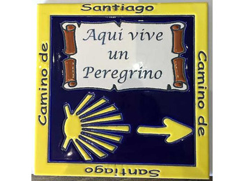 Ladrilho cerâmico Aqui vive uma flecha peregrina e uma estrela 20x20