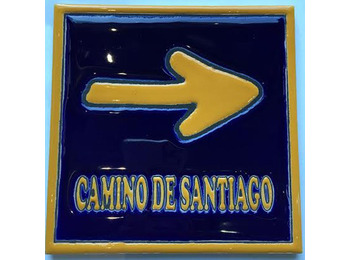 Ladrilho cerâmico Flecha com borda Camino de Santiago 15x15 cm.