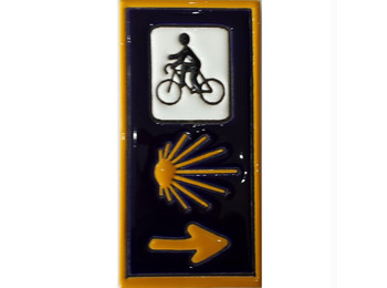Azulejo de Triplo Sinal com Bicicleta 15x7,5 cm
