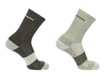 Meia Salomon Evasion Crew 2-Pack Olive-Mint