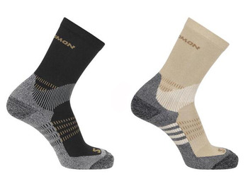 Meia Salomon X Ultra Access Crew 2-Pack Areia/Preta/Cinza