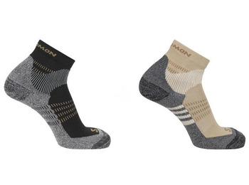 Meia Salomon X Ultra Access Quarter 2-Pack Areia/Preta/Cinza