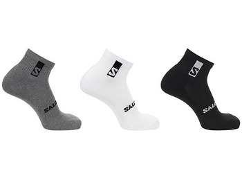 Meias Salomon Everyday Ankle Pack-3 preto/branco/cinza