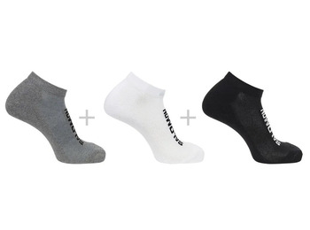 Meias Salomon Everyday Low 3 pares Preto/Branco/Cinza