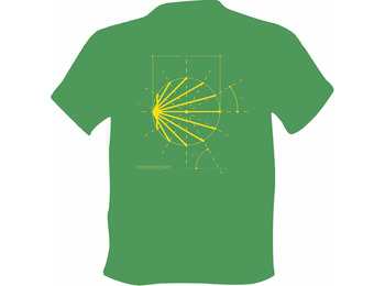 Camiseta verde do logotipo do Camino de Santiago