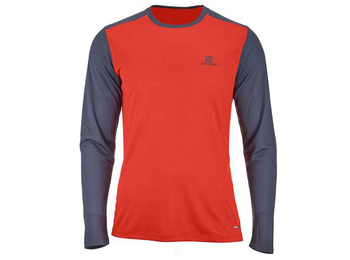 Salomon Stroll LS Tee Camiseta vermelha / cinza
