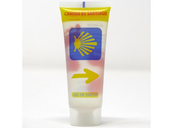 Gel de banho em recipiente plástico de 50 ml.