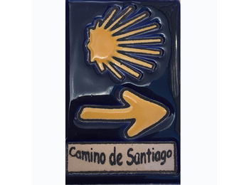 Invólucro de cerâmica magnética e flecha Camino de Santiago 5x7,5 cm