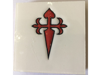 Ímã cerâmico Cruz de Santiago fundo branco MyL 5X5 cm