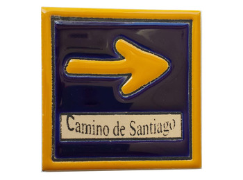 Ímã de cerâmica seta Caminho de Santiago 7 x7 cm