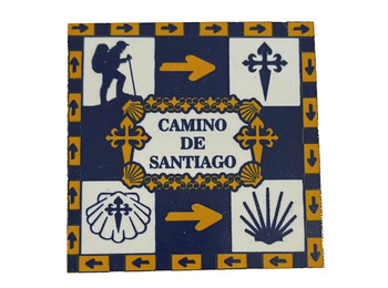 Imã de cerâmica multi-símbolo Camino de Santiago 5,4 x 5,4 cm