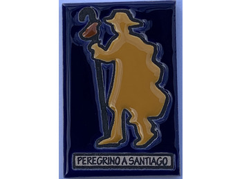 Ímã de cerâmica peregrino Caminho de Santiago 5x7,5 cm