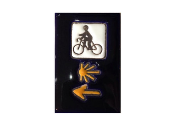 Sinal triplo de ímã cerâmico com bicicleta 5x7,5 cm
