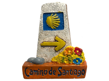 Ímã de resina Monte de pedras com flores Caminho de Santiago