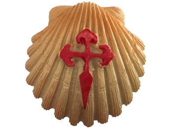 Ímã de resina de vieira com Santiago Cross
