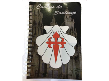 Caderno branco Viera com Cruz do Caminho de Santiago