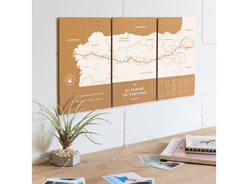 Cork Map Woody Map Camino De Santiago 60 x 30