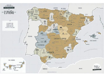 Mapa raspável da Espanha com monumentos emblemáticos