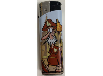 Pilgrim isqueiro com terno e cajado