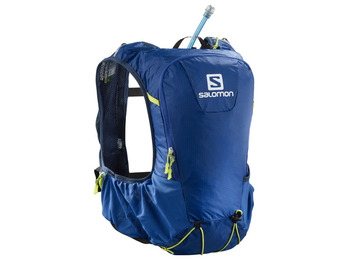 Conjunto Salomon Skin Pro 10 Mochila Azul / Lima
