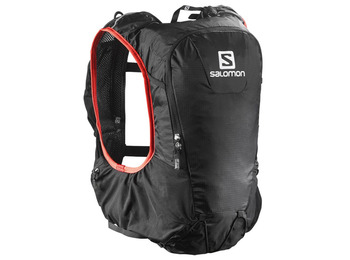 Conjunto de mochila preta Salomon Skin Pro 10