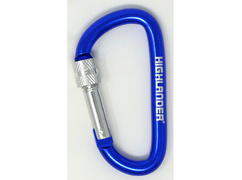 Mosquetão Highlander 7,5 cm. com fecho de rosca azul