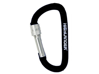 Mosquetão Highlander 7,5 cm. com fecho de rosca Negro
