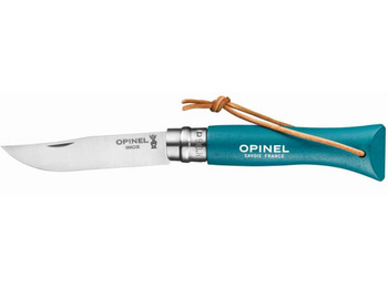 Canivete colorido Opinel nº 6 com pulseira azul turquesa