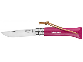 Canivete da cor Opinel nº 6, pulseira rosa fúcsia