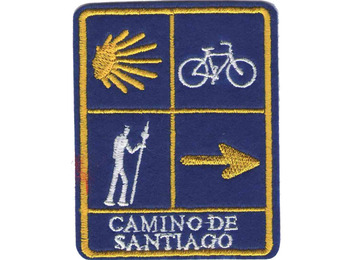 Remendo bordado de tetrassímbolos com bicicleta Camino de Santiago
