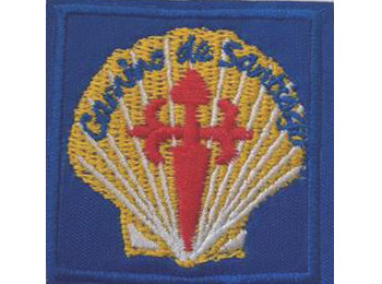 Pequeno remendo bordado da Vieira e Cruz do Caminho de Santiago