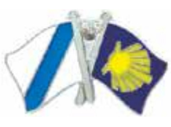 Pin de metal com bandeira do Galicia Camino de Santiago