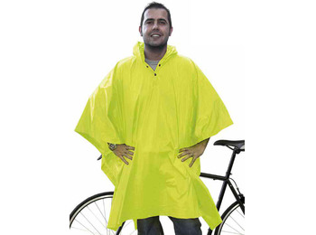 Poncho de poliéster com capuz Merkel amarelo