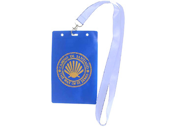 Porta-crachá com fita branca