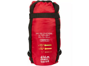 Saco de dormir ultraleve com capuz Elementerre Draco vermelho