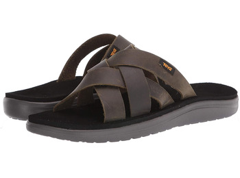 Teva Voya Slide Couro Sandália Dark Olive
