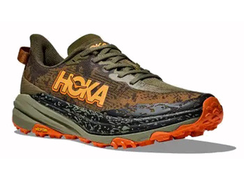 Sapato Hoka Speedgoat 6 largo verde-oliva/laranja