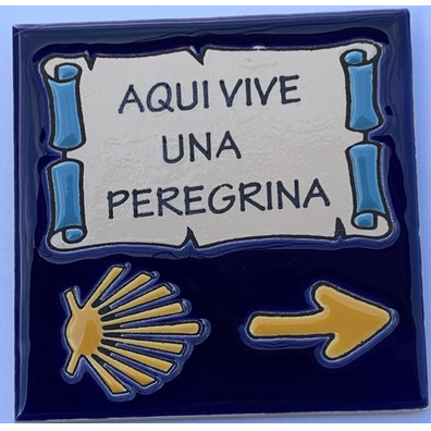 Telha de cerâmica aqui vive uma flecha peregrina e uma estrela 11x11