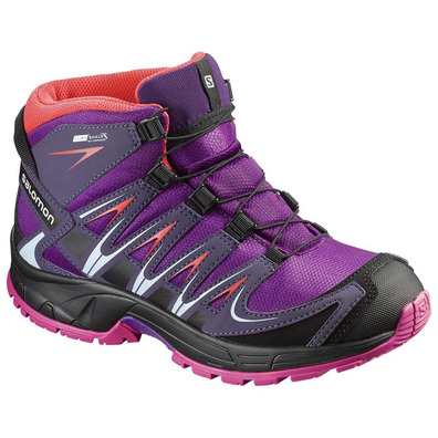 Bota Salomon XA PRO 3D MID CSWP J Roxo / Preto / Salmão