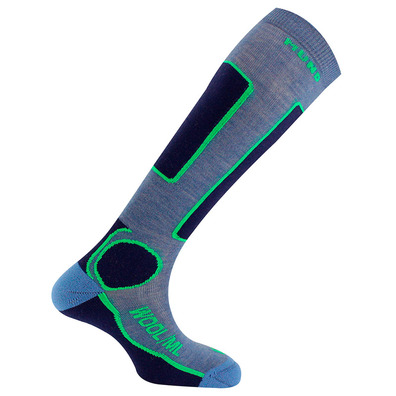 Mund Skiing Wool Meia Média Azul marinho-Verde Lima