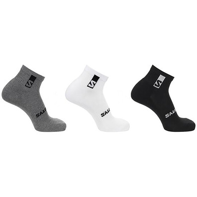 Meias Salomon Everyday Ankle Pack-3 preto/branco/cinza