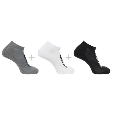 Meias Salomon Everyday Low 3 pares Preto/Branco/Cinza