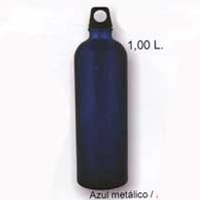 Garrafa de água de alumínio brilhante 1 litro azul
