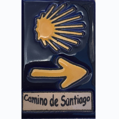 Invólucro de cerâmica magnética e flecha Camino de Santiago 5x7,5 cm